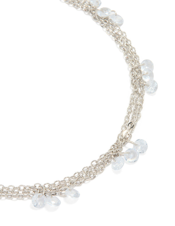 Cubic Zirconia Droplet Layered Anklet