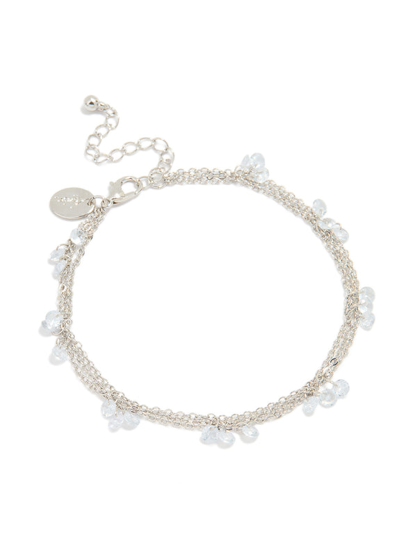 Cubic Zirconia Droplet Layered Anklet