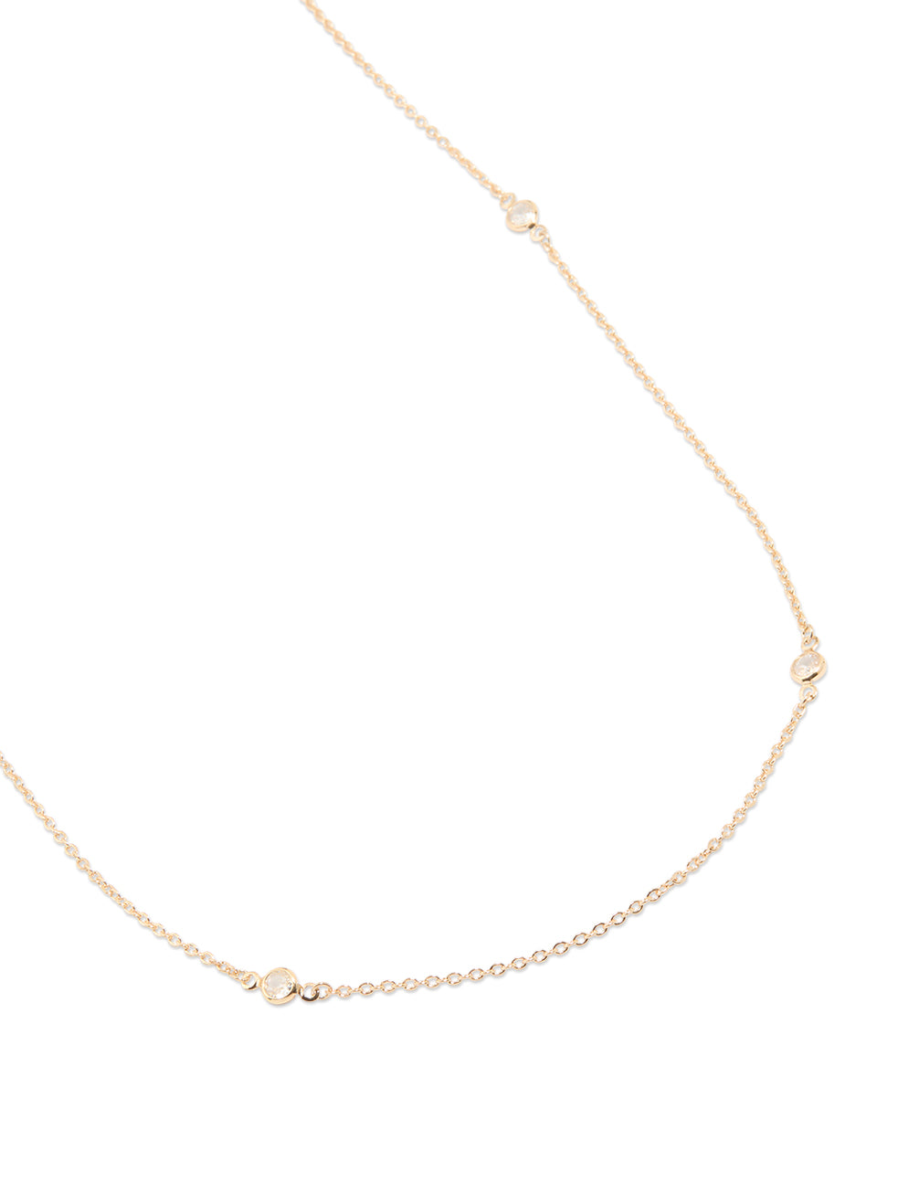 Gold Cubic Zirconia Moon Bezel Waist Chain