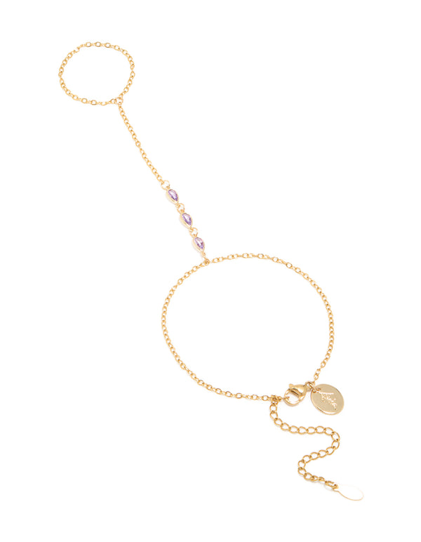 Waterproof Gold Plated Stainless Steel Cubic Zirconia Hand Chain