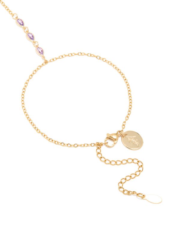 Waterproof Gold Plated Stainless Steel Cubic Zirconia Hand Chain