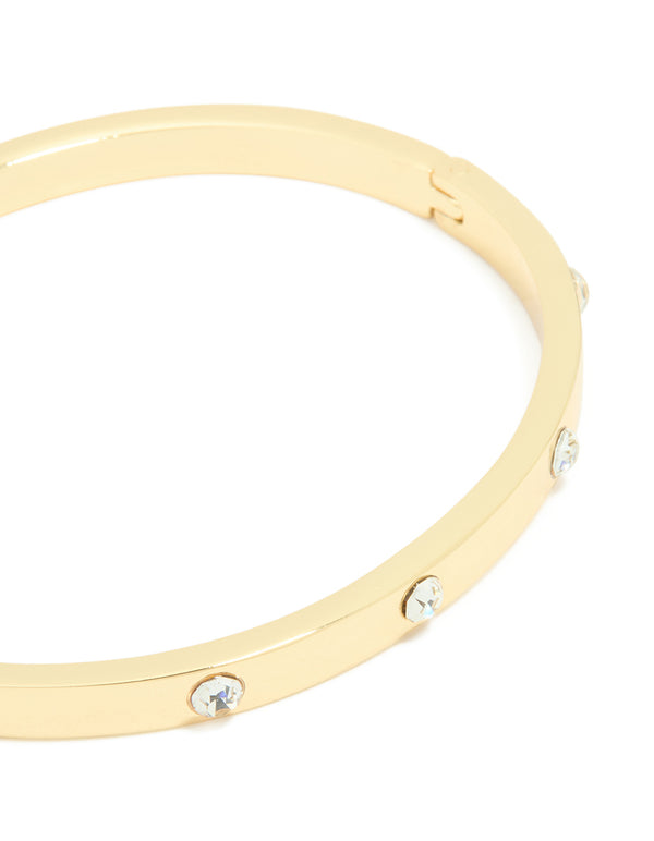 Gold Plated Diamante Hinge Bangle