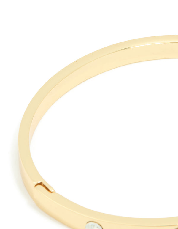 Gold Plated Diamante Hinge Bangle
