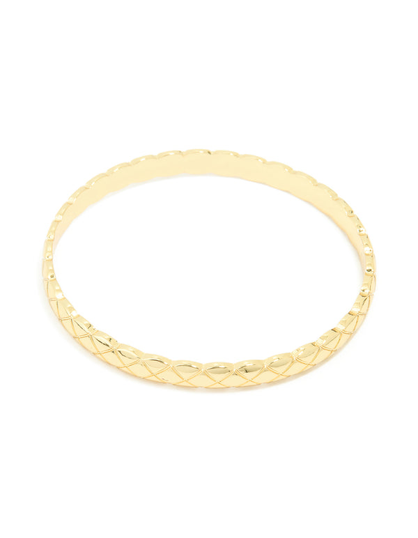 Gold Plated Crosshatch Bangle
