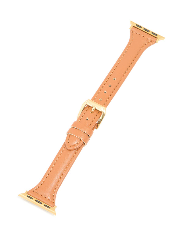 Gold Brown PU Leather Buckle Strap 38/40/41 mm