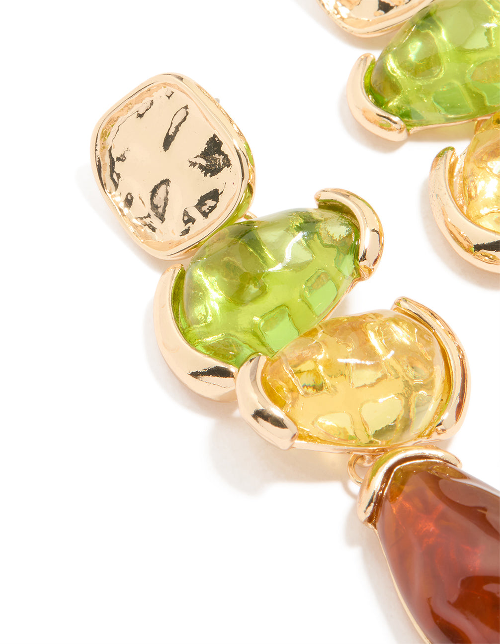 Gold Neutral Resin Molten Mixed Drop Earrings