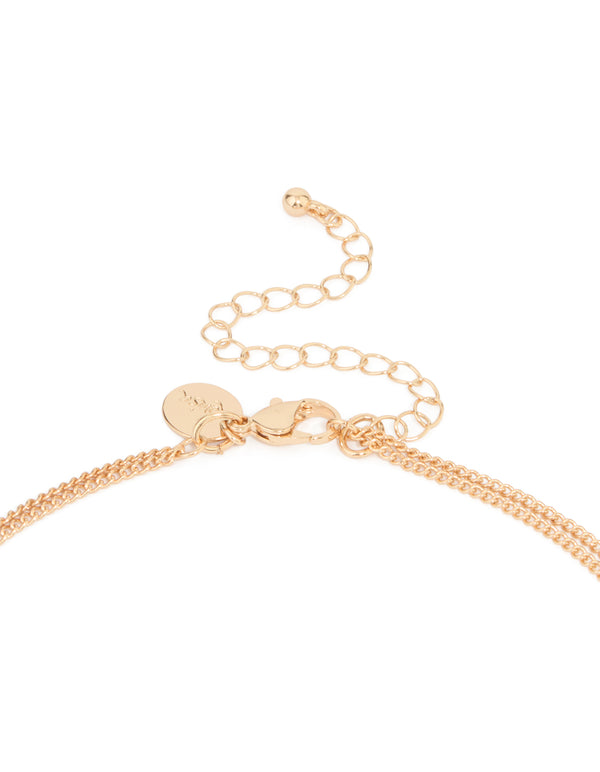 Gold Red Beaded & Coin Layered Necklace