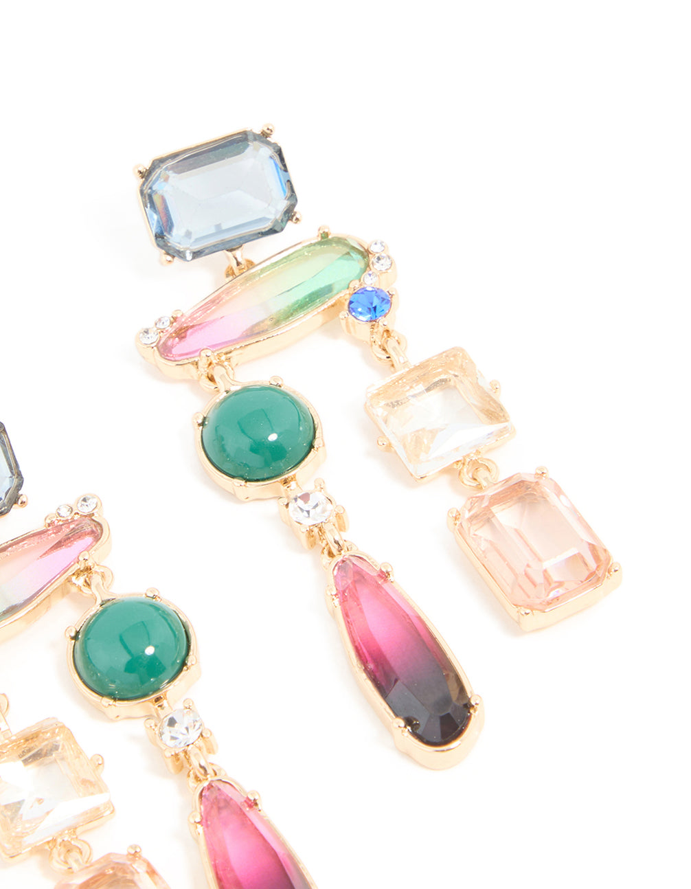 Gold Multicoloured Genuine Shell Drop Earrings