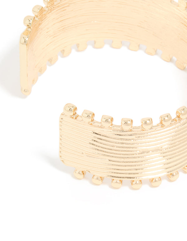 Gold Textured Ball Edge Wrist Cuff