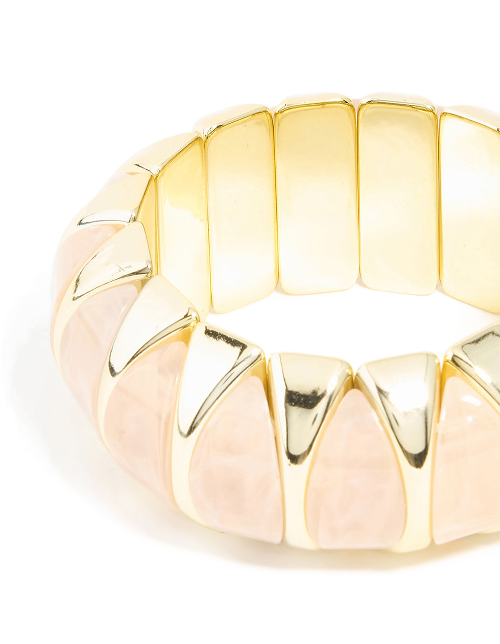 Gold Pink Marble Stone Stretch Bracelet