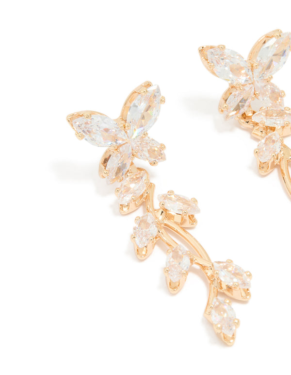 Gold Diamante Vine Drop Earrings