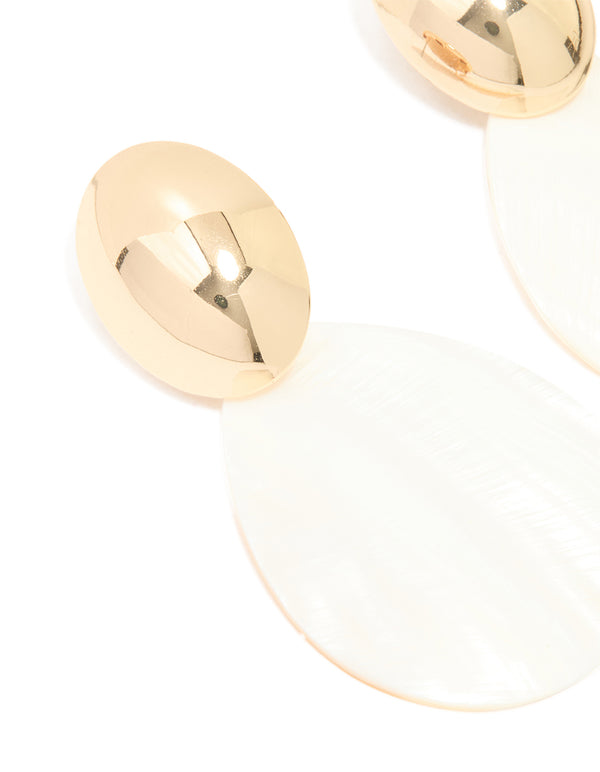 Gold Genuine Shell Oval Drop Earrings