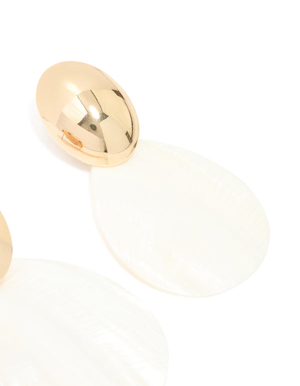 Gold Genuine Shell Oval Drop Earrings
