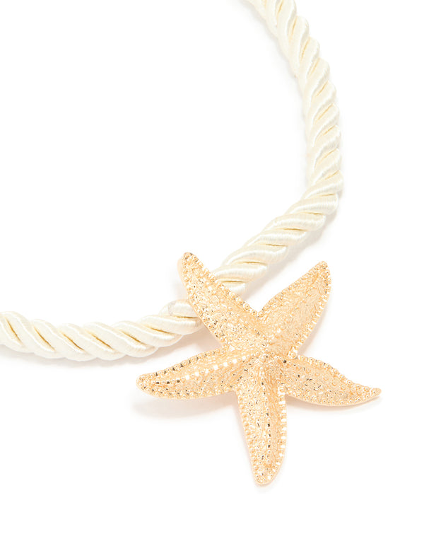 Gold White Rope Starfish Necklace