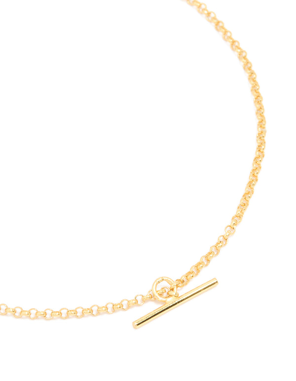 Gold Plated Sterling Silver T-Bar Chain Bracelet