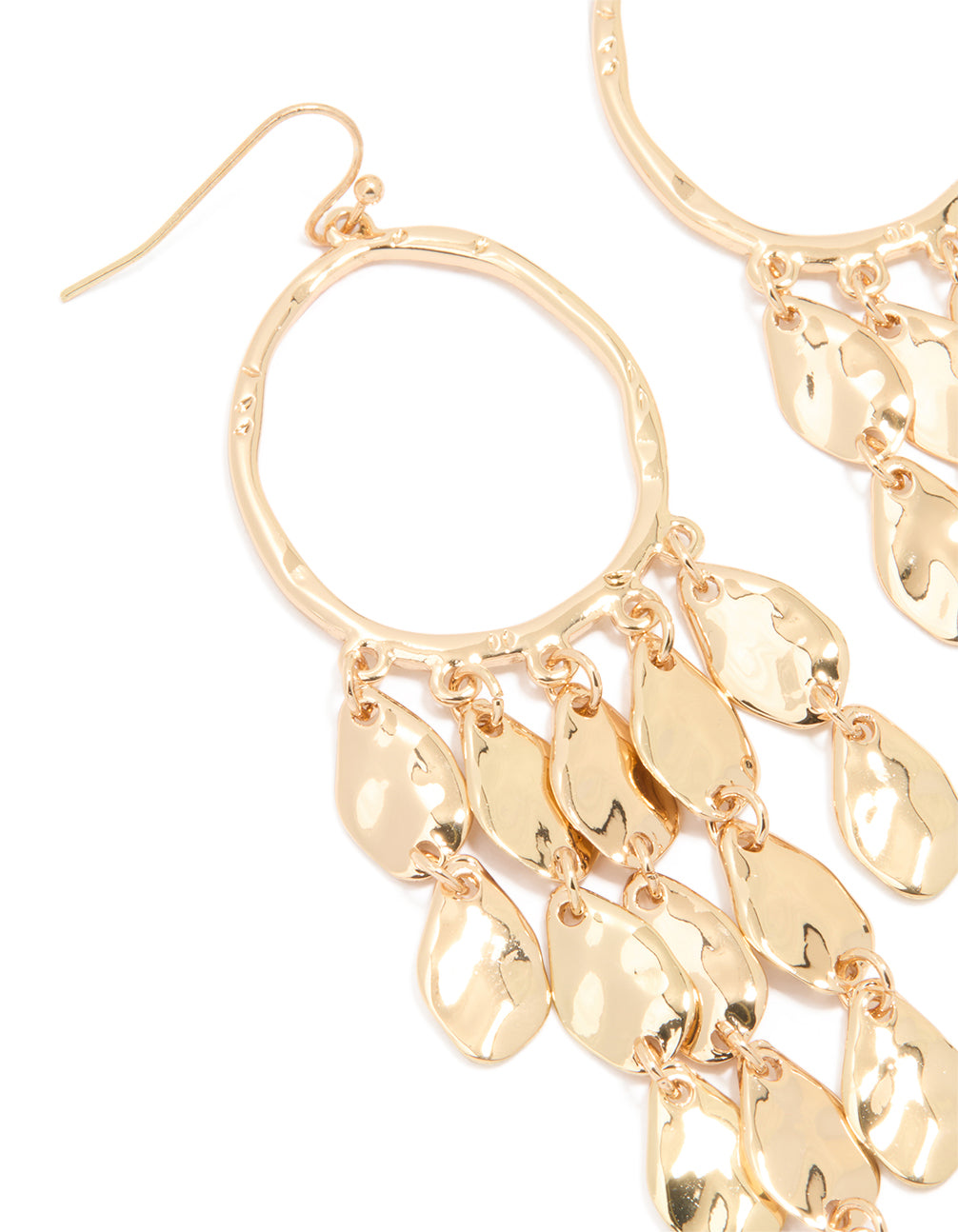 Gold Disc Fountain Drop Earrings