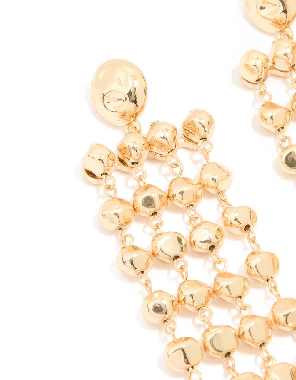 Gold Long Layered Rounded Drop Earrings
