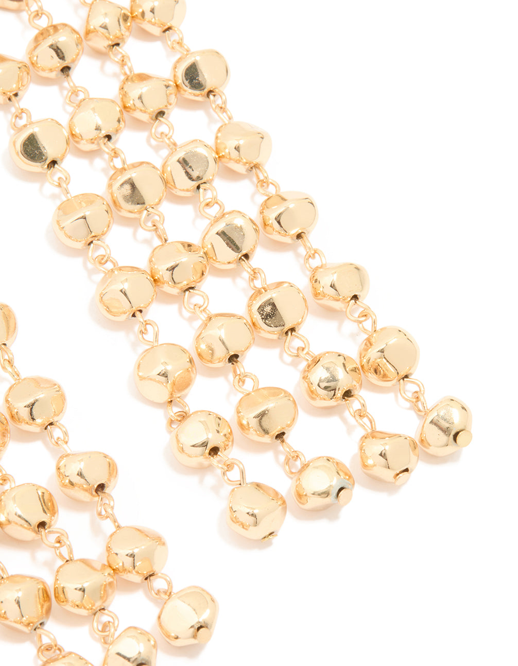 Gold Long Layered Rounded Drop Earrings