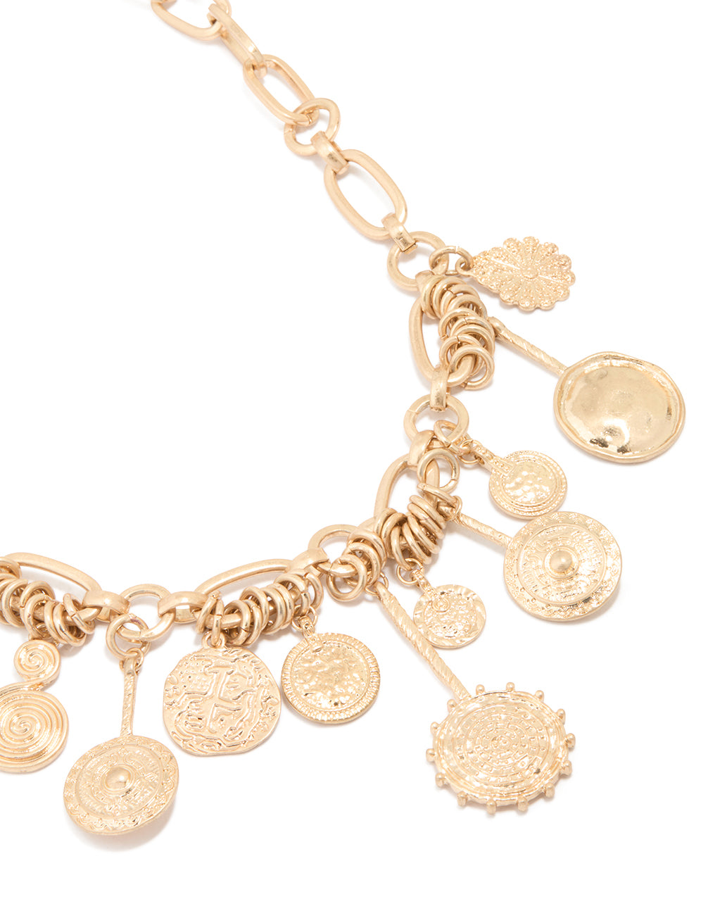 Gold Statement Charm Pendant Necklace
