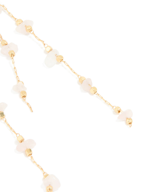 Gold Plated Rose Quartz Layered Drop Earrings