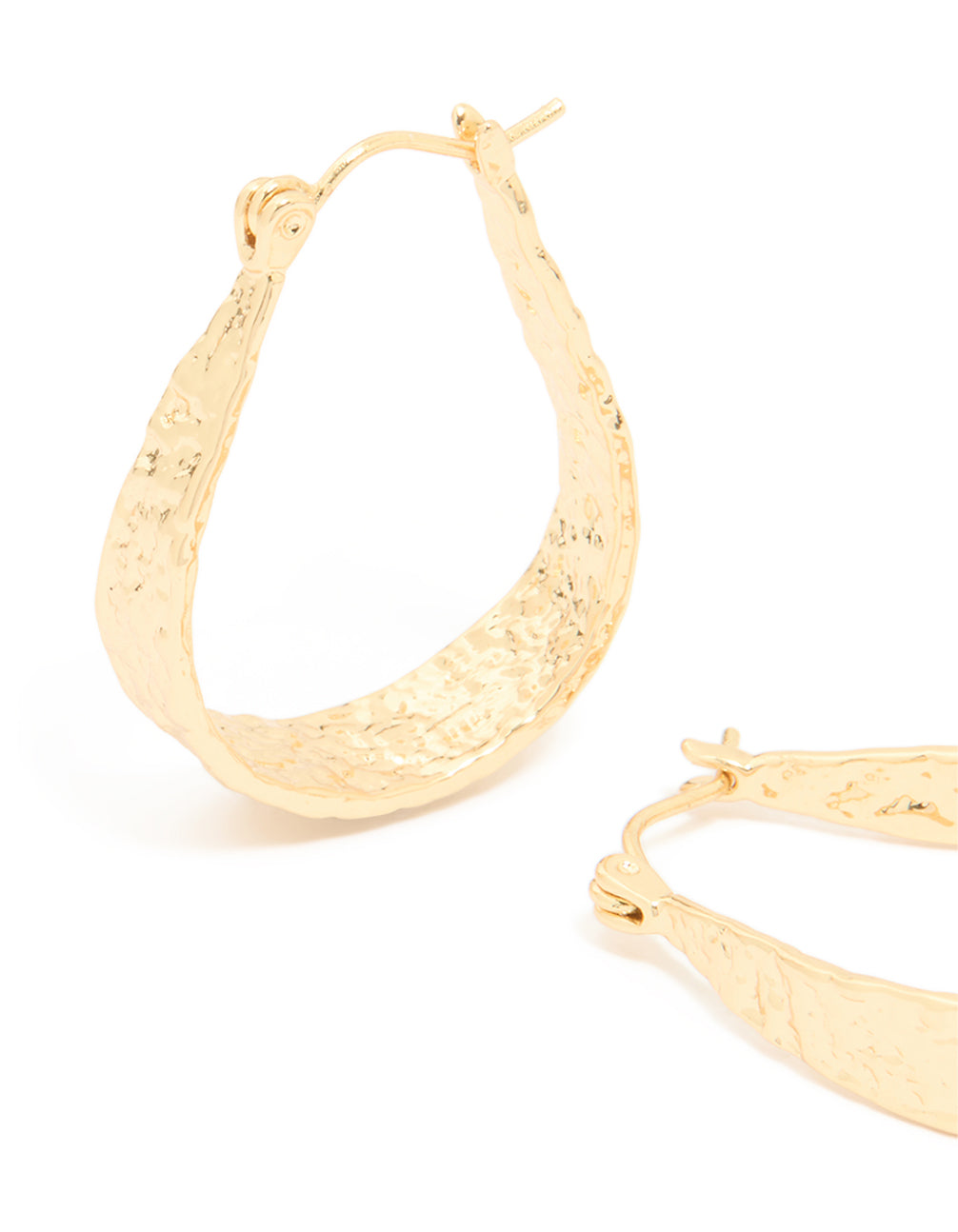 Gold Plated Molten Teardrop Hoop Earrings