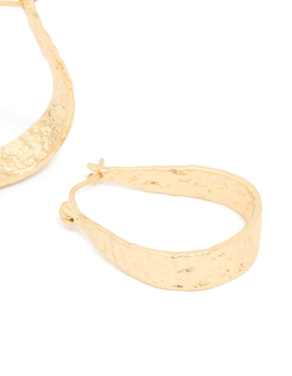 Gold Plated Molten Teardrop Hoop Earrings
