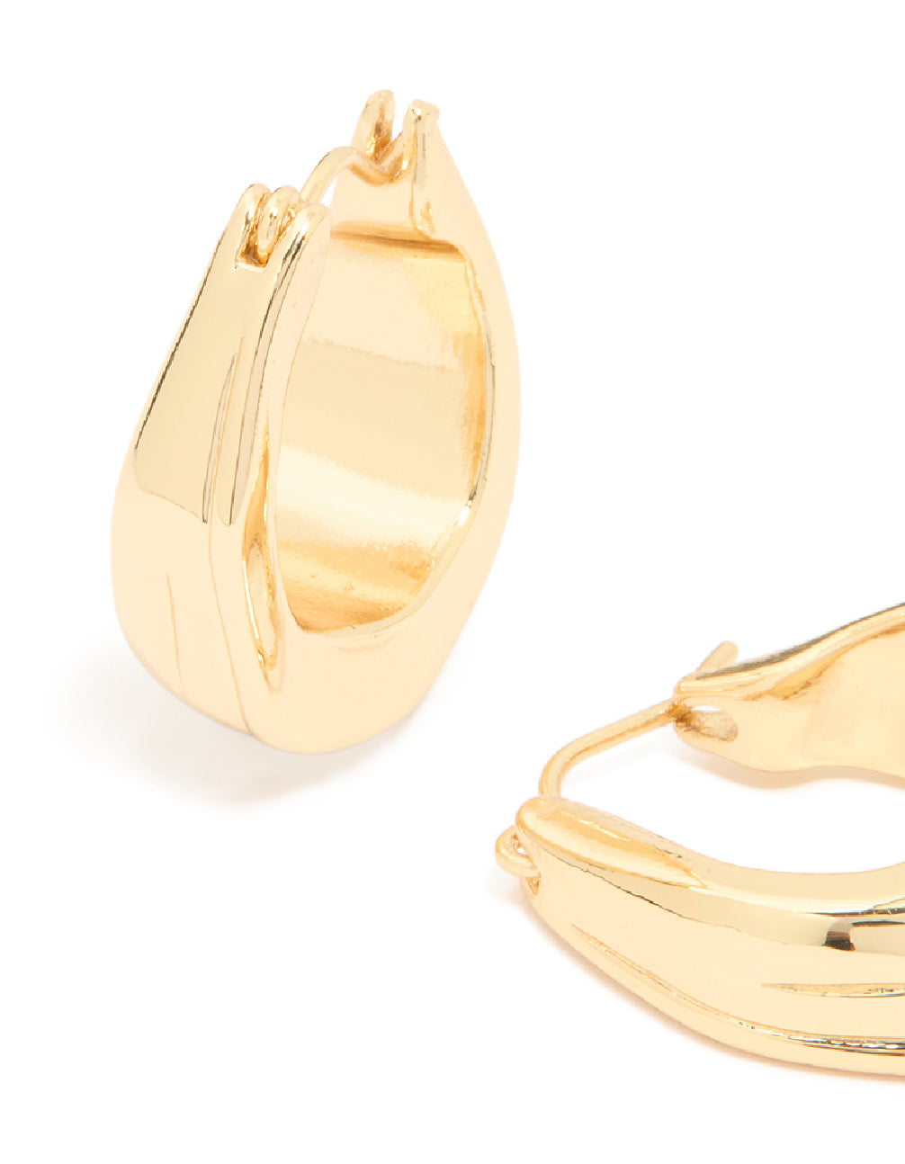 Gold Plated Molten Medium Hoop Earrings