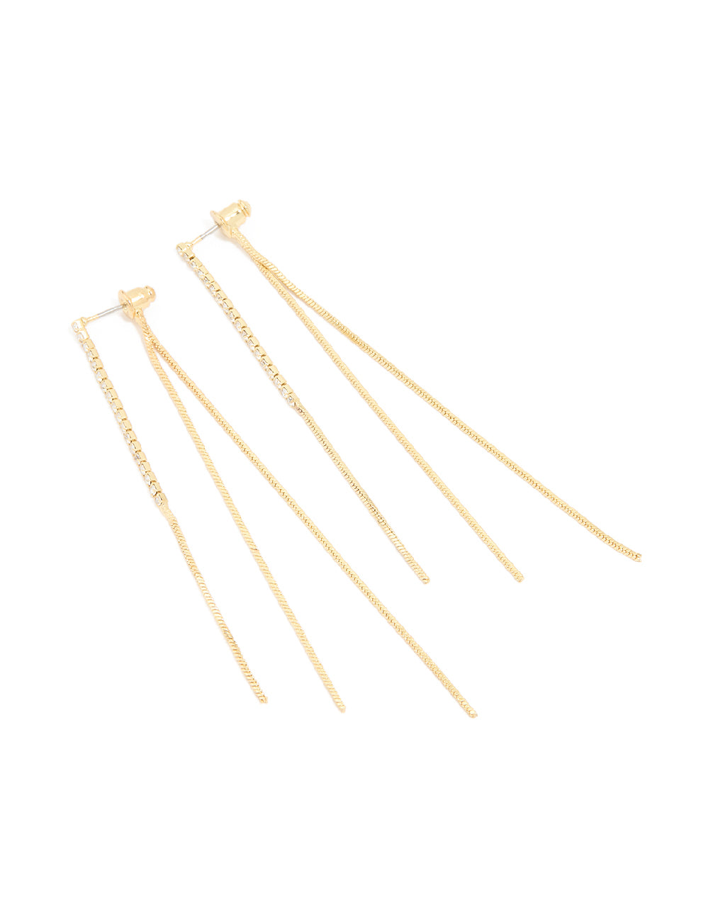 Gold Plated Diamante Snake Chain Front Back Earrings