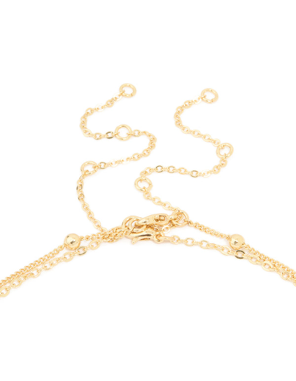 Gold Plated Freshwater Pearl & Ball Layered Necklace