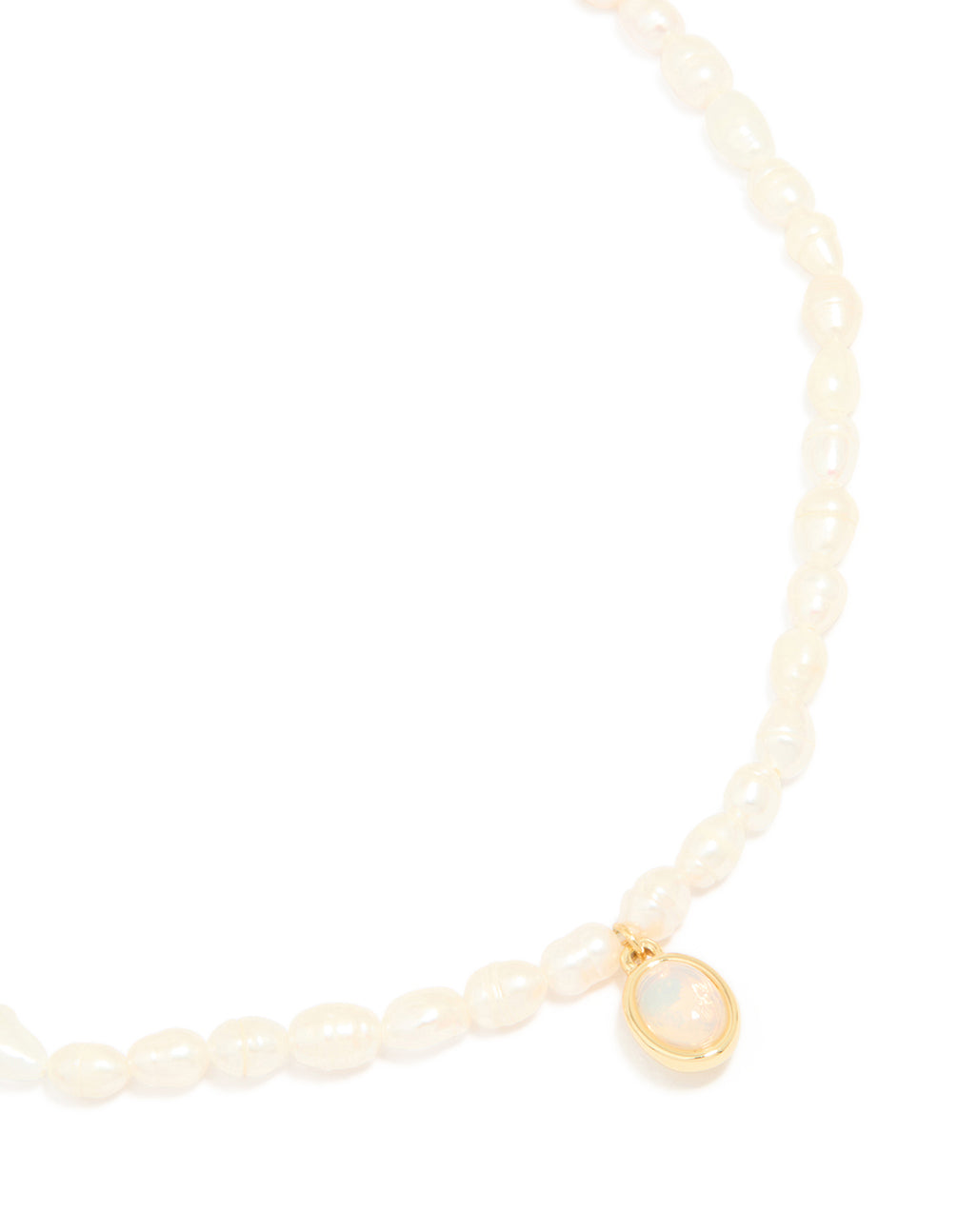 Gold Plated Freshwater Pearl Oval Drop Necklace