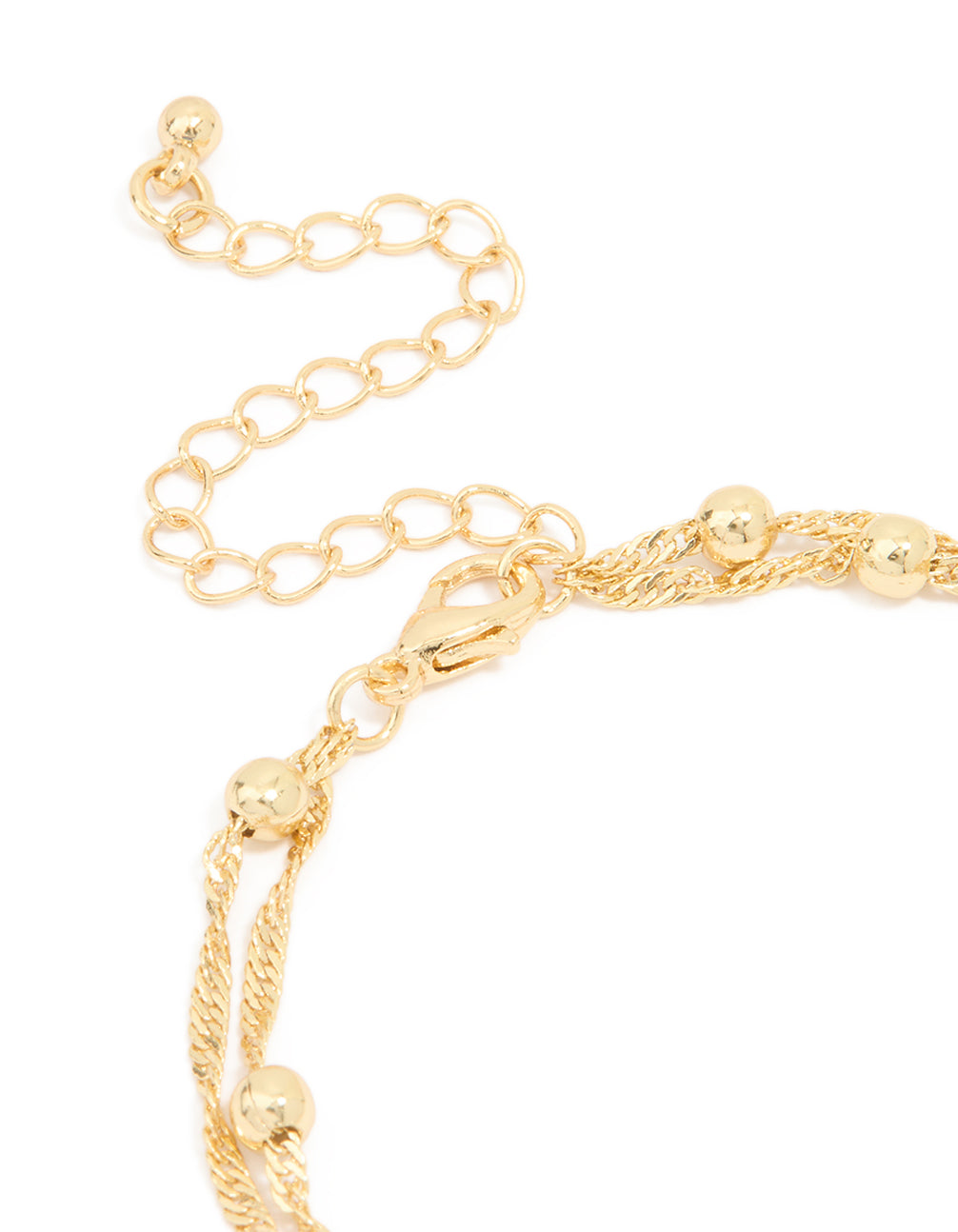 Gold Plated Ball & Chain Layered Bracelet