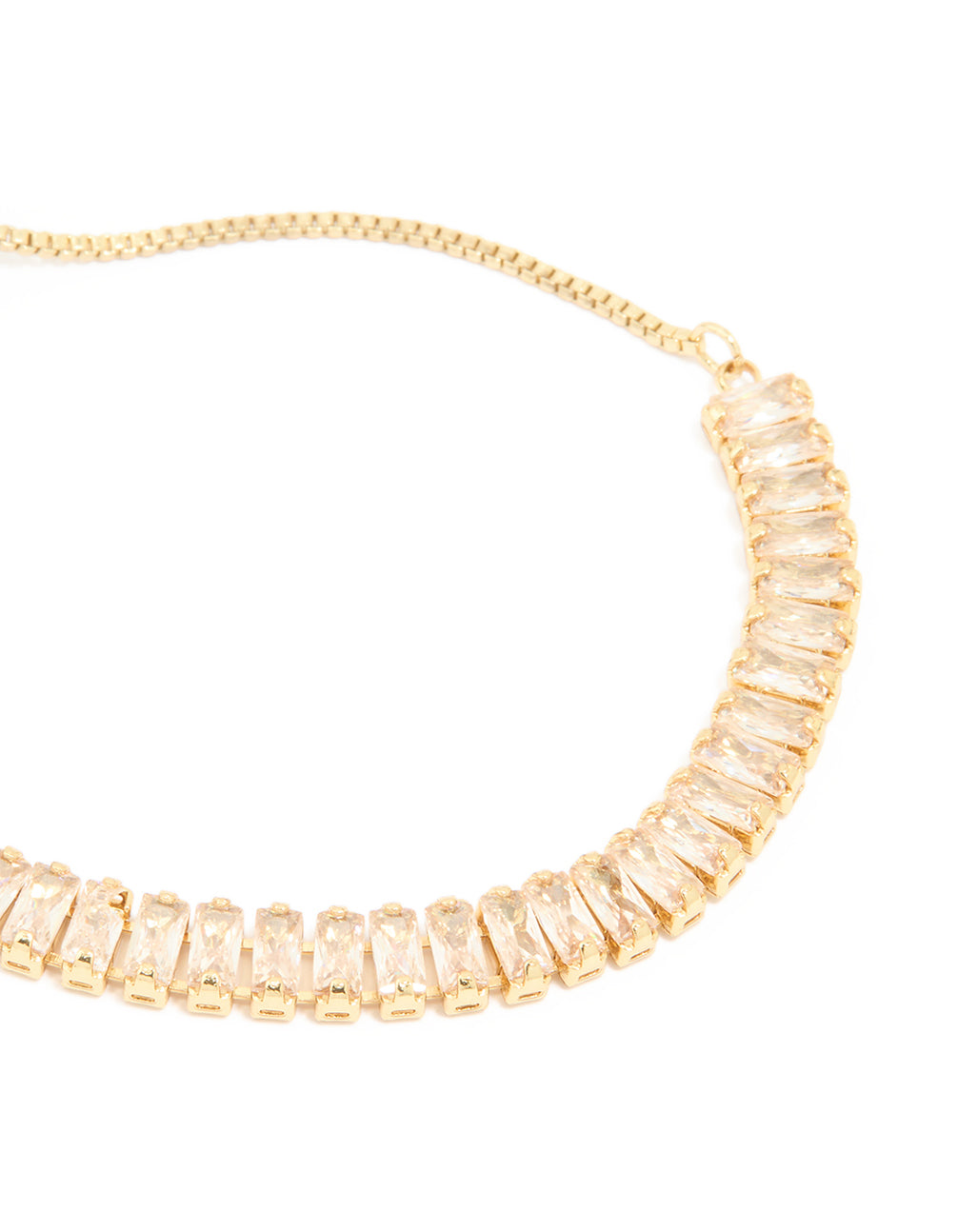 Gold Plated Cubic Zirconia Baguette Toggle Bracelet