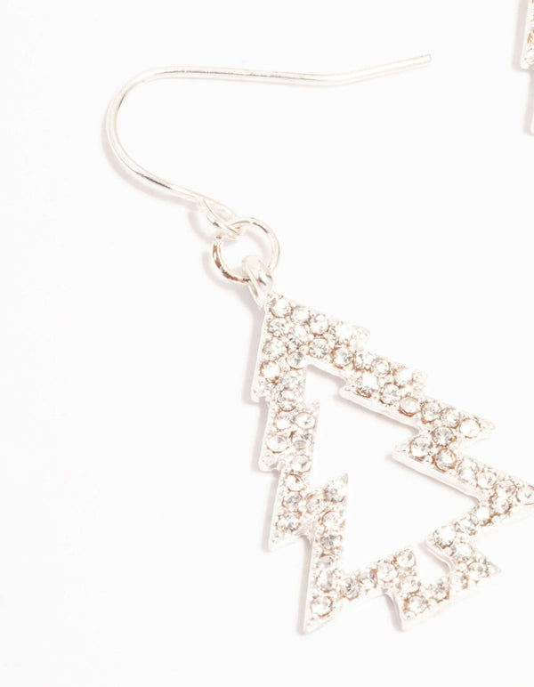Silver Diamante Tree Outline Earrings