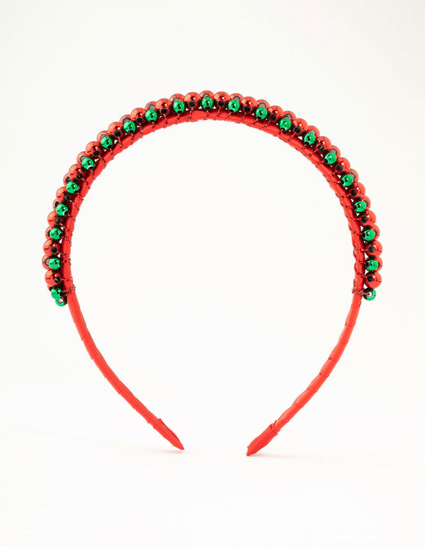 Red & Green Xmas Bells Headband