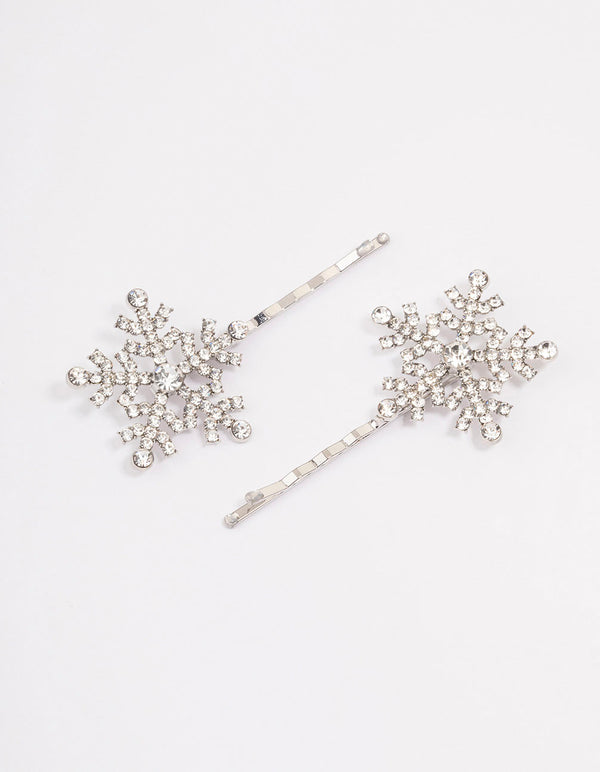 Silver Snowflake Hair Pins 2-Pack