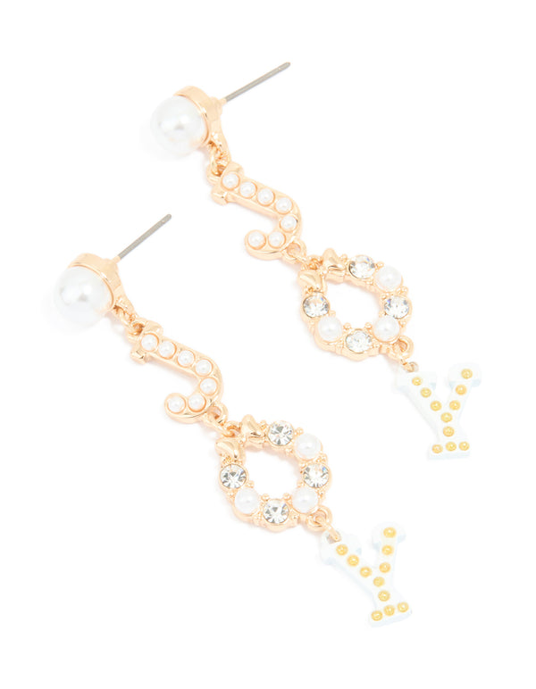 Gold Pearl 'Joy' Drop Earrings