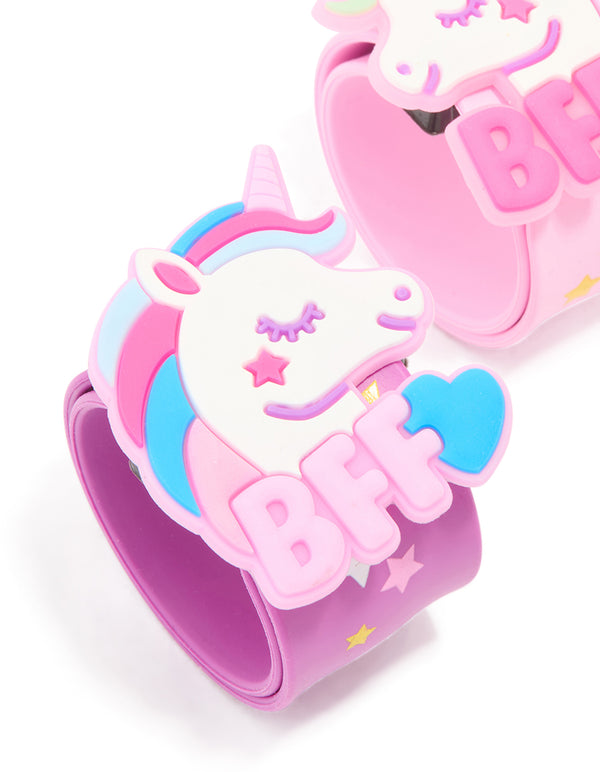 Kids Pink & Purple BFF Unicorn Slap Band Pack