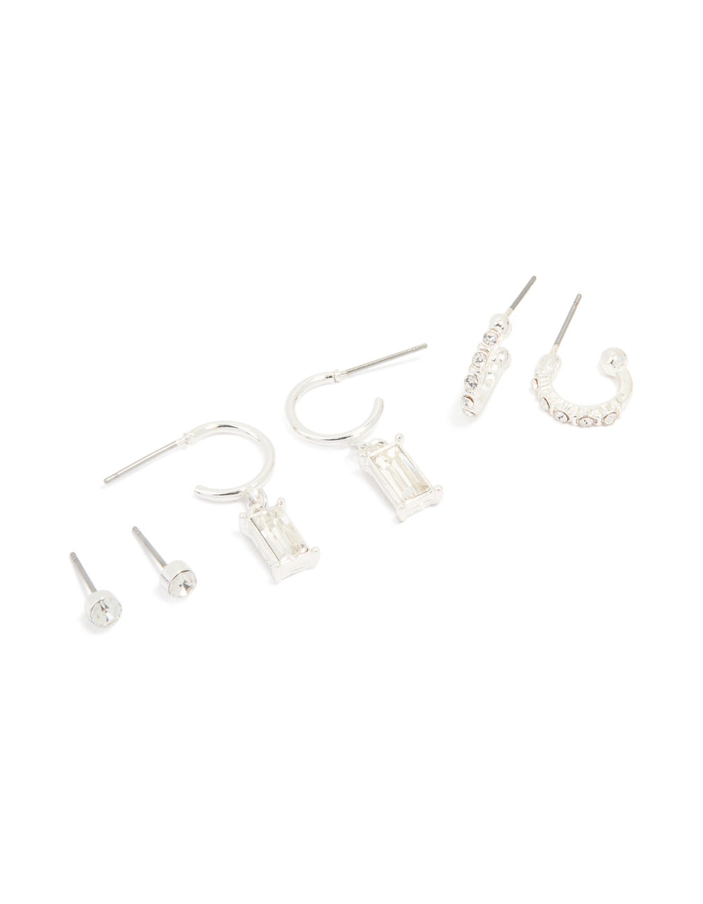 Silver Diamante Huggie & Stud Earrings 3-Pack