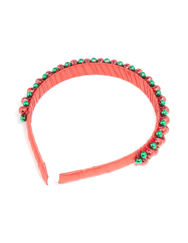 Kids Green & Red Beaded Headband