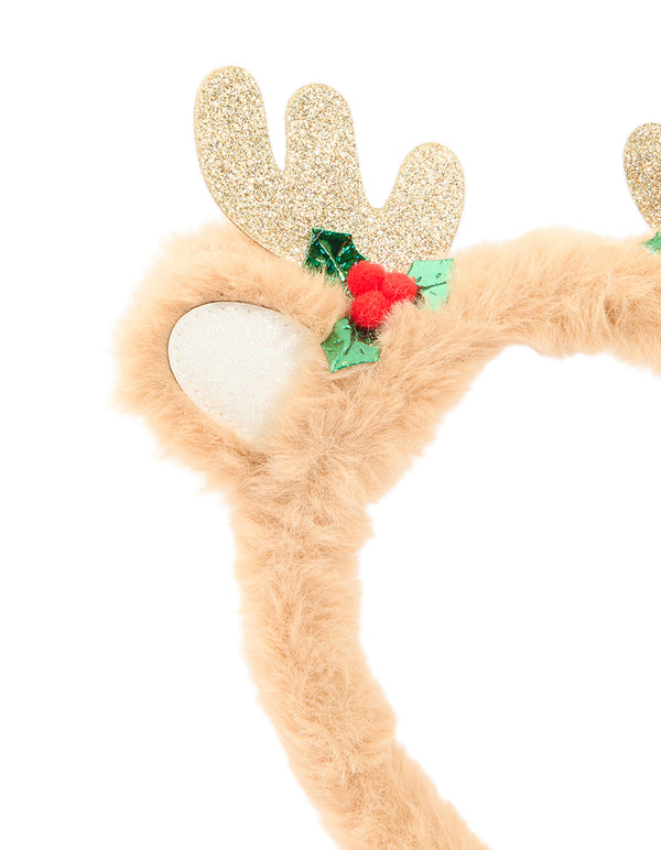 Kids Fluffy Reindeer Antler Headband