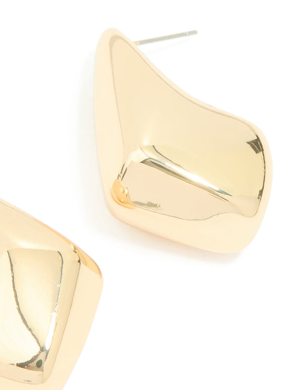 Gold Angular Teardrop Earrings