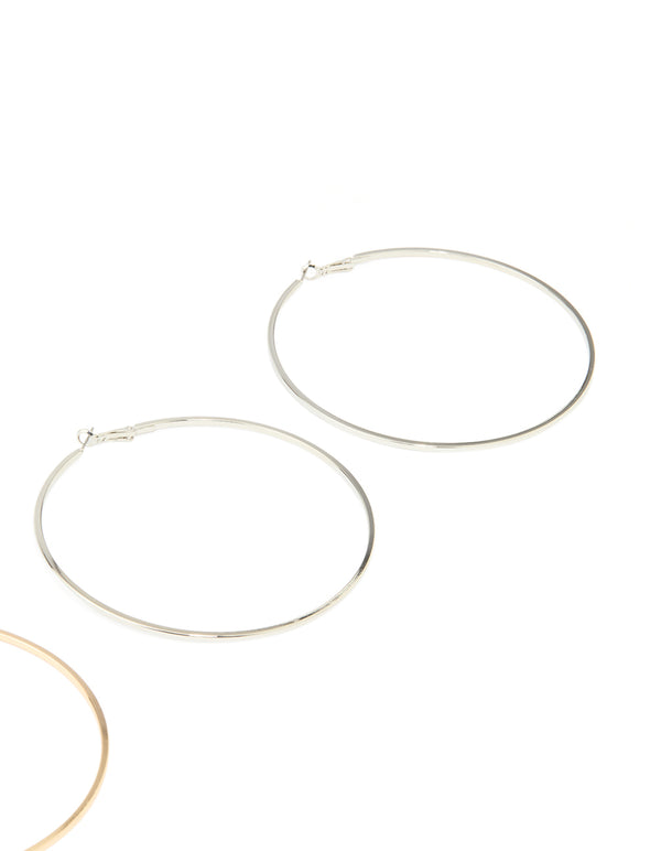 Mixed Metal Classic XL Hoop Earrings 3-Pack