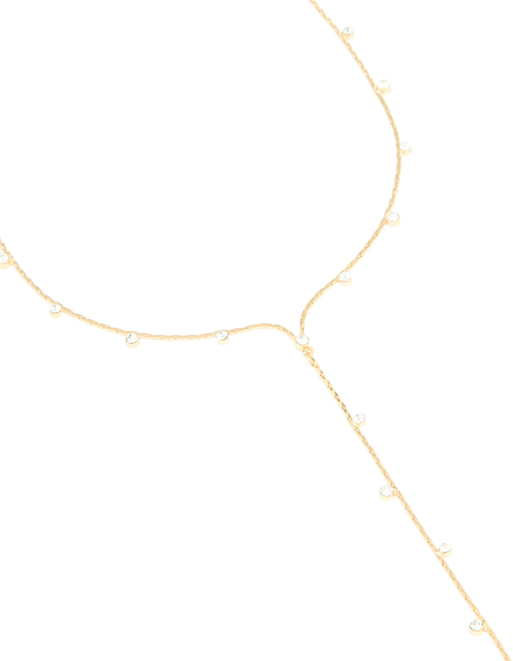 Gold Diamante Marquise Snake Y-Necklace