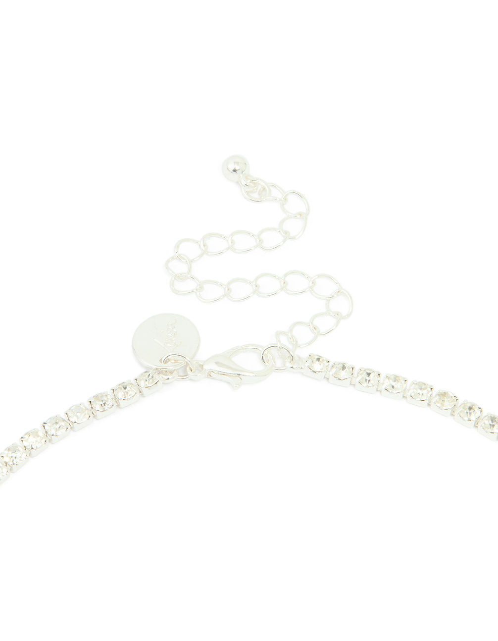 Silver Diamante Cup Chain Pearl Y-Necklace