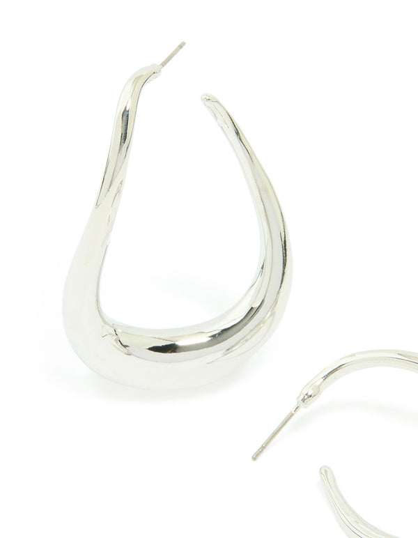 Silver Medium 3D Abstract Round Stud Earrings