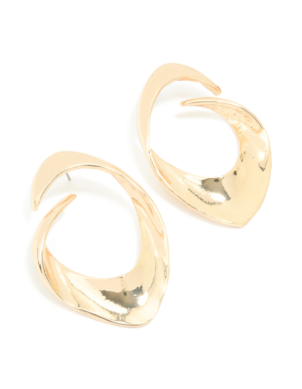 Gold Pear Shaped Open Stud Earrings