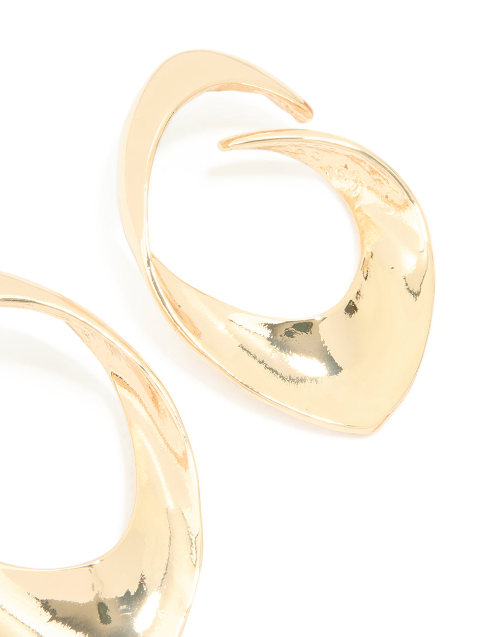 Gold Pear Shaped Open Stud Earrings