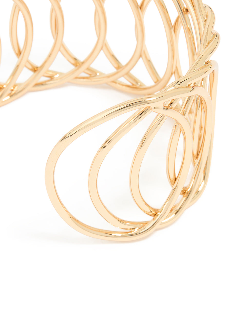Gold Thick Layered Circle Design Wrist Cuff