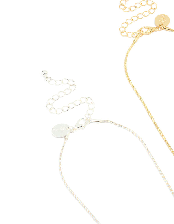 Mixed Metal Pebble Pendant Necklaces 2-Pack