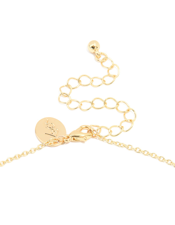 Gold Plated Cubic Zirconia Triple Pebble Pendant Necklace